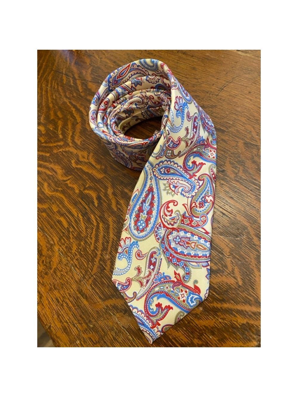 Men's Alberto Zerra Tie, One Size, Cream, Pink & Blue Paisley